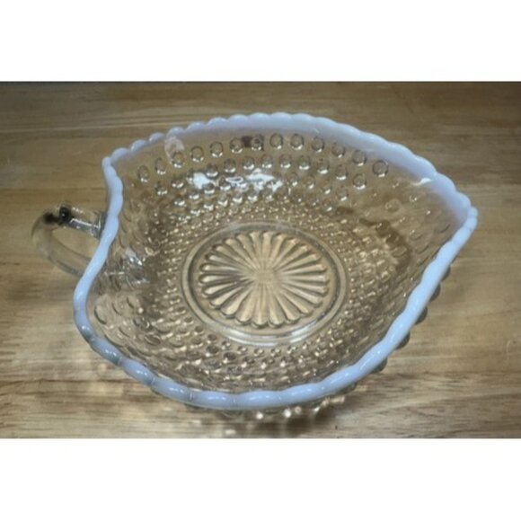Vintage Moonstone Hobnail Opalescent Nappy Dish Anchor Hocking Trinket Candy 6” - Picture 4 of 13